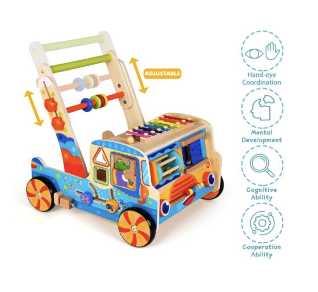 Antemergator Multifunctional cu 10 Activitati Interactive, din lemn - 2 | YEO