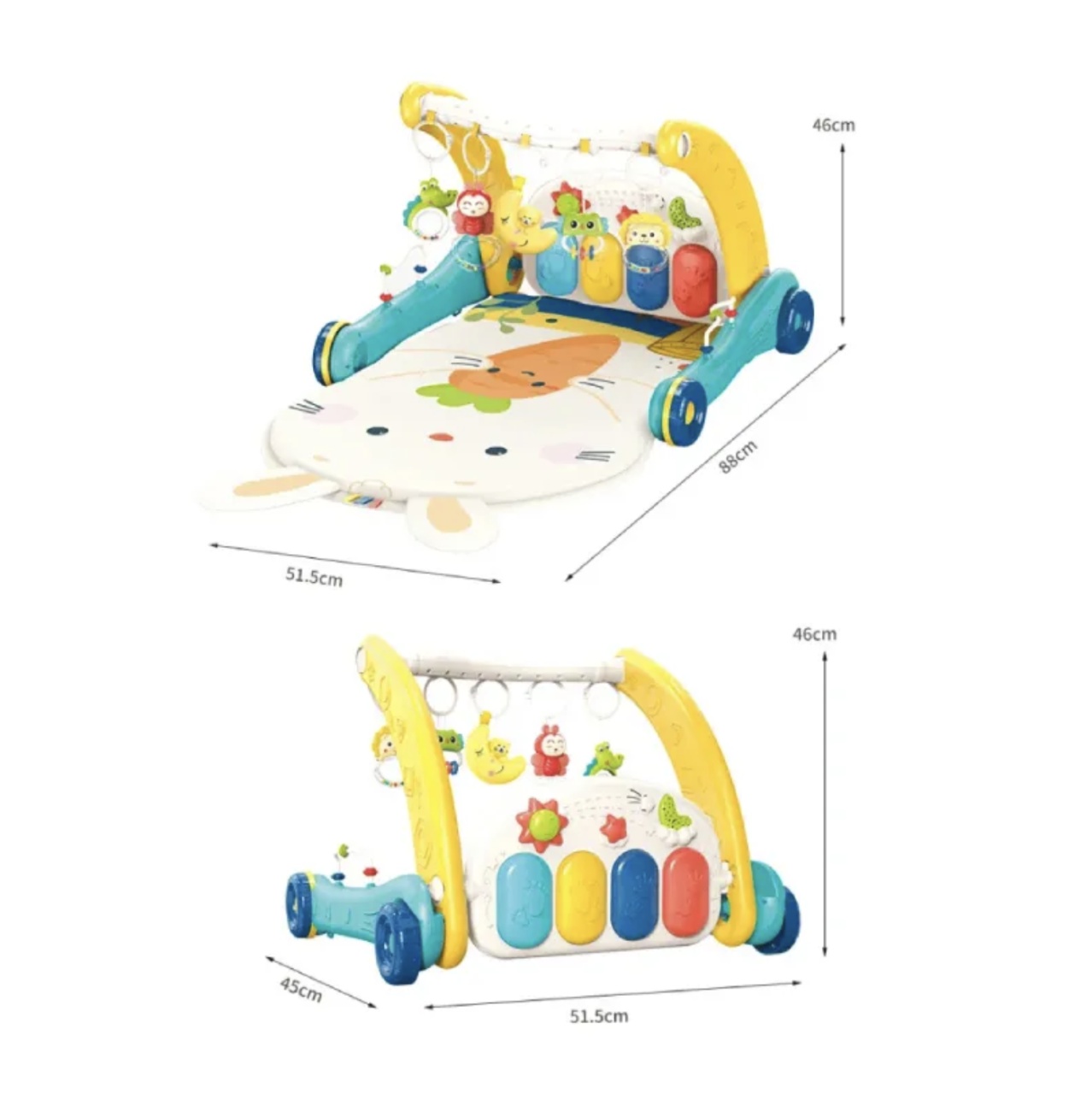 Antemergator si saltea de joaca Baby Walker 3 in 1 pentru bebelusi, verde - 2 | YEO