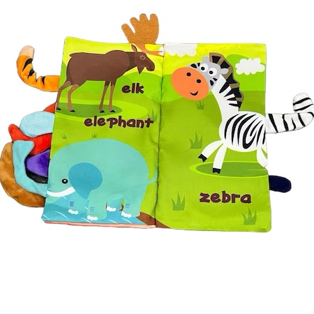 Carte textila senzoriala pentru bebelusi, Animalele Salbatice - 1 | YEO