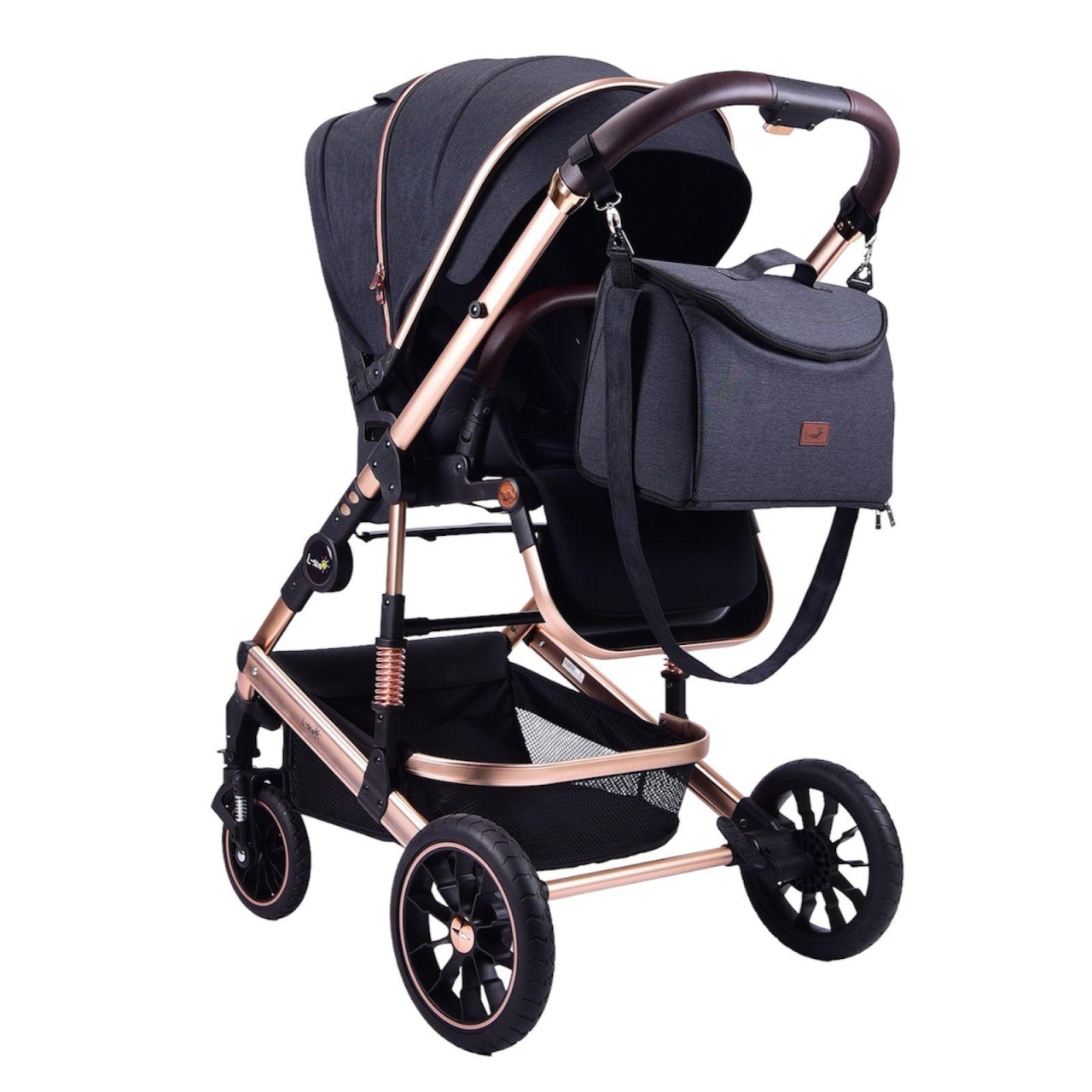 Carucior 2 in 1 transformabil, reversibil, pliabil, F3 Luxury Black - 1 | YEO