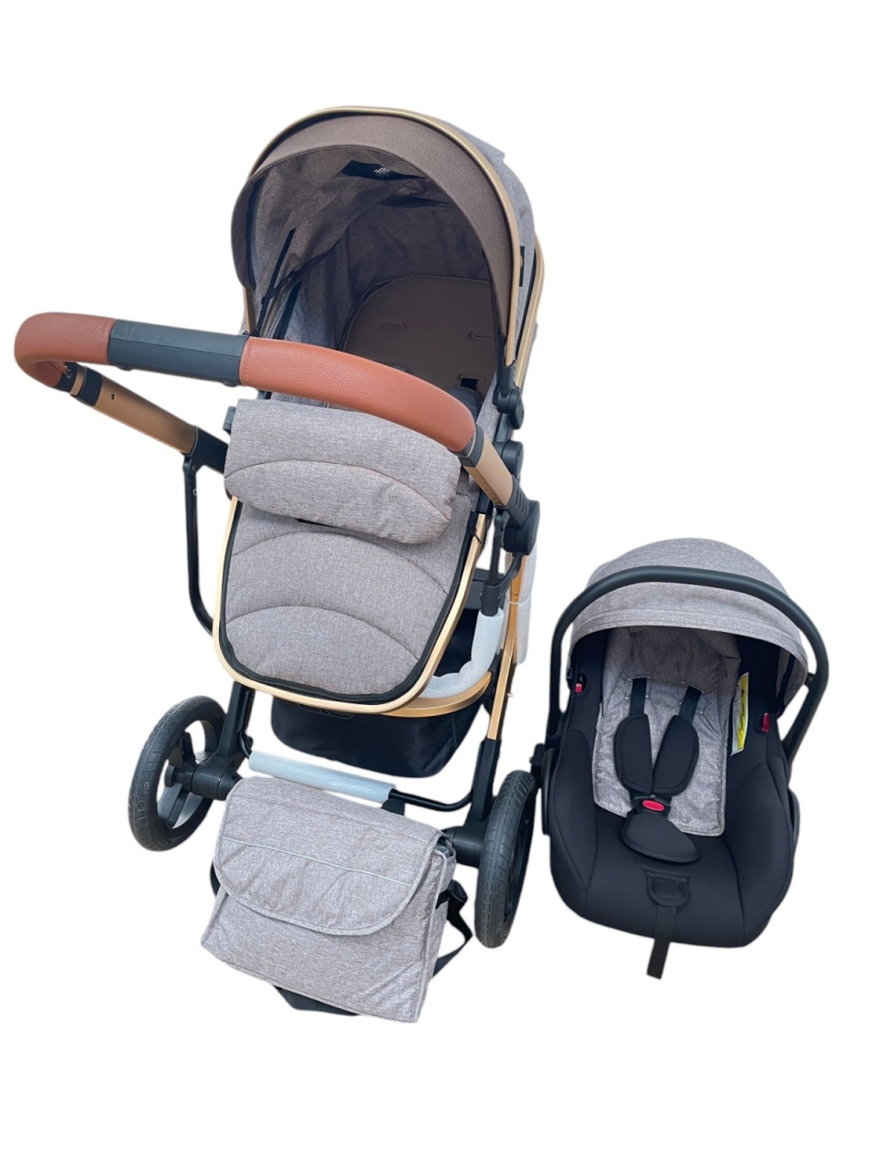 Carucior 3 in 1cu maner reversibil, transformabil landou-sport si scoica, 517 Crem - 3 | YEO