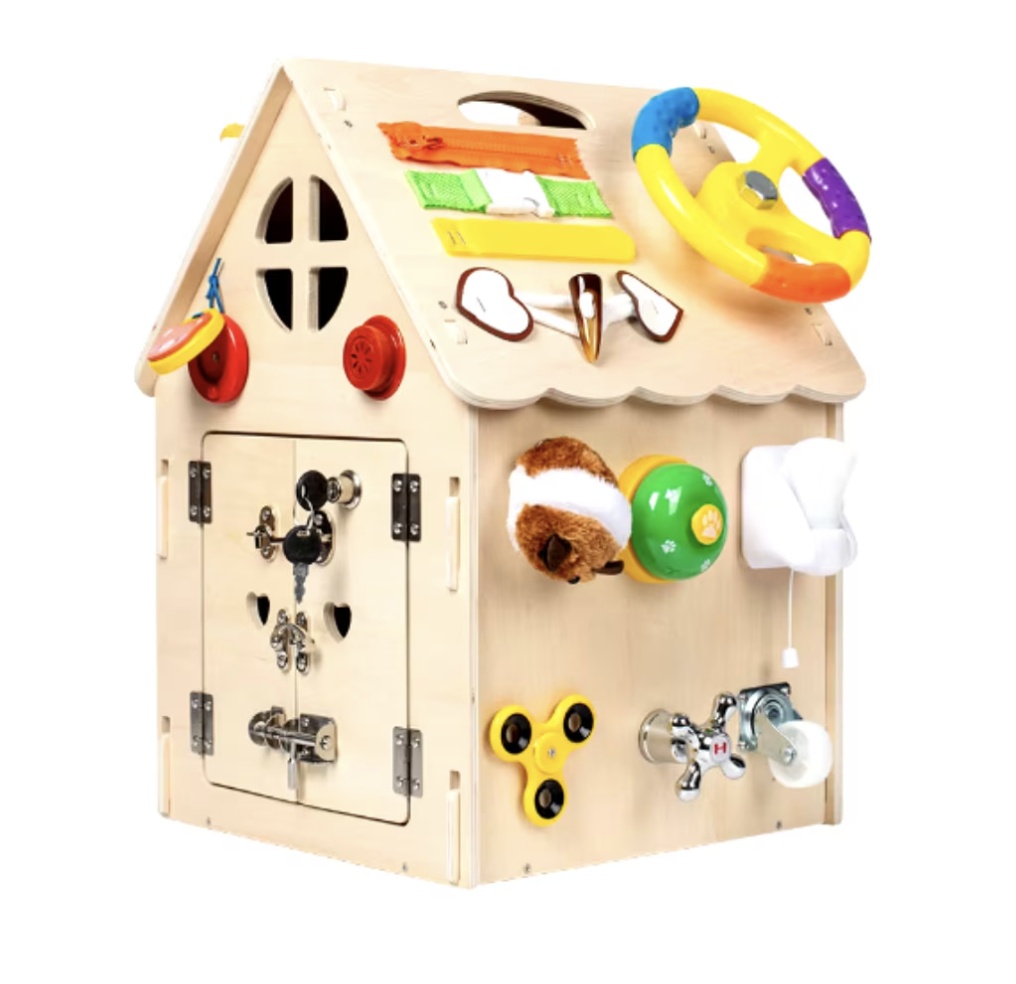 Casuta cu 28 Activitati Montessori, Busy Board House, cu telefon - 3 | YEO