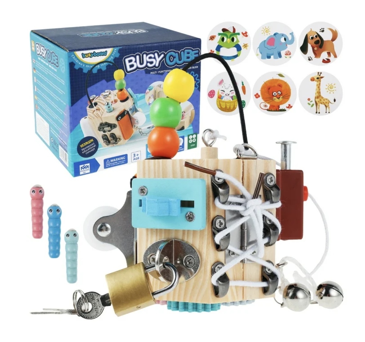 Joc Cub Busy Board cu 14 activitati, multifunctional, din lemn - 1 | YEO