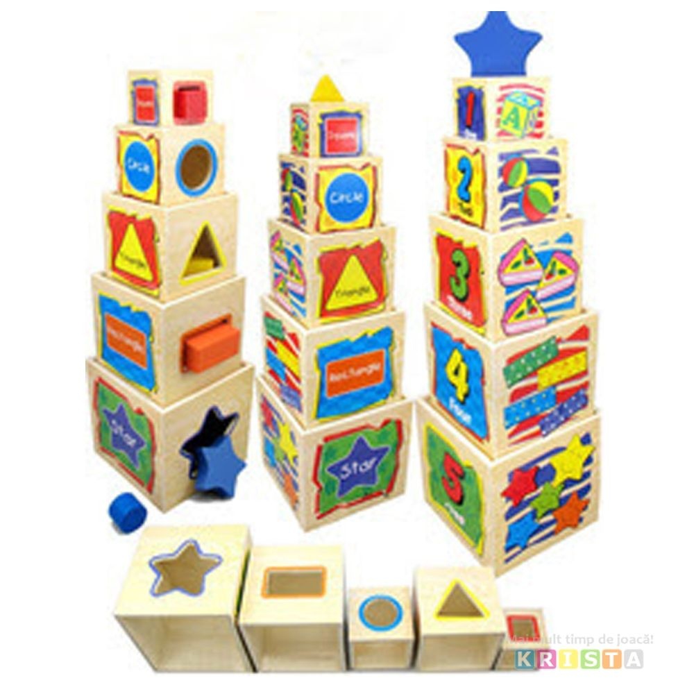Joc Montessori Educativ Turnul 5 Din Lemn - 1 | YEO