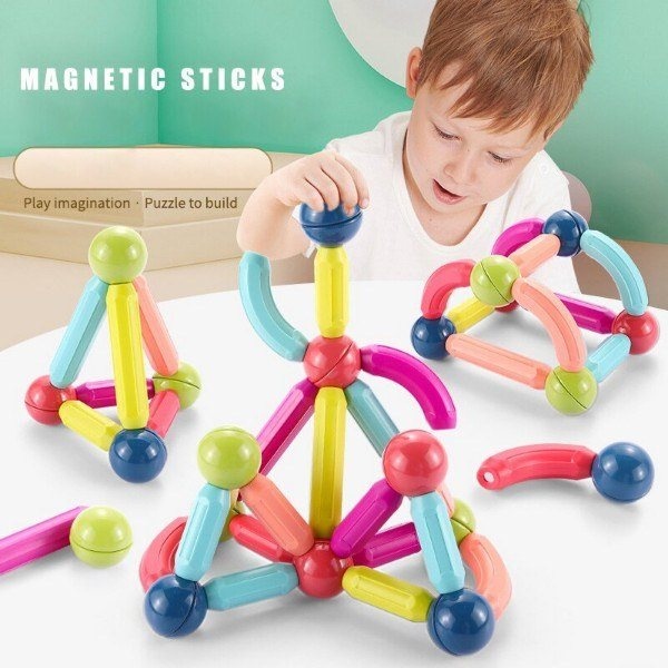 Joc STEM de constructii, 36 piese Magnetic Sticks - 3 | YEO