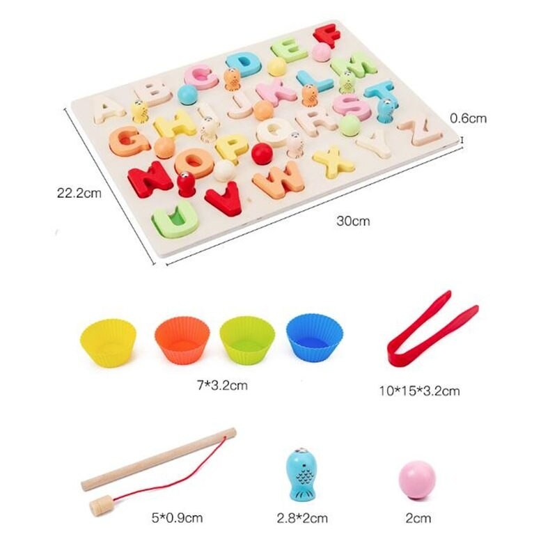 Joc tip Montessori 3 in 1, Fishing Beads, invata Literele - 3 | YEO