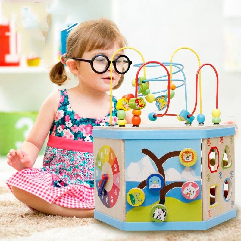 Jucarie Montessori 8 in 1 - Centru de activitati Hexagon - 1 | YEO