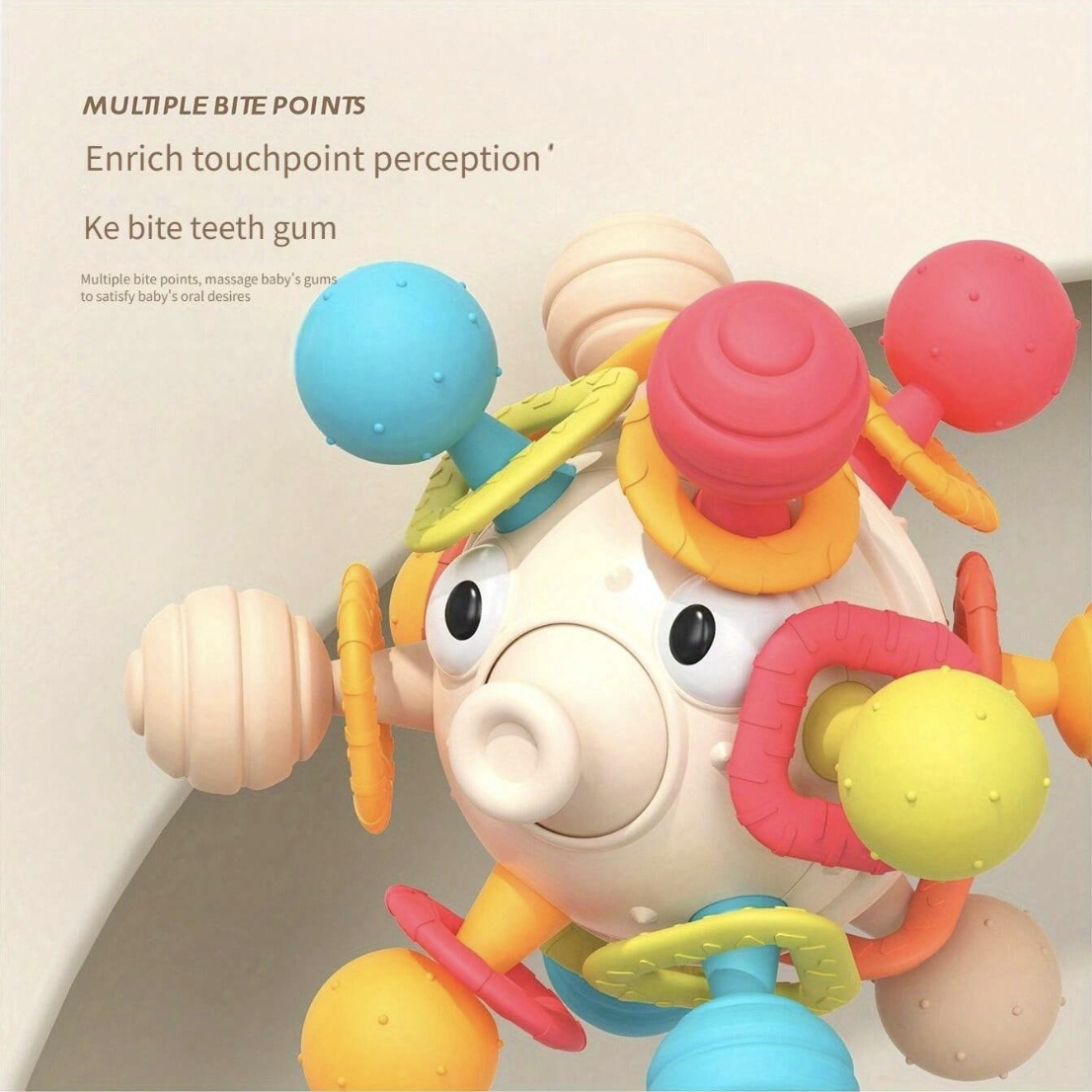 Jucarie senzoriala de dentitie Mingea multifunctionala Puffer Fish - 2 | YEO
