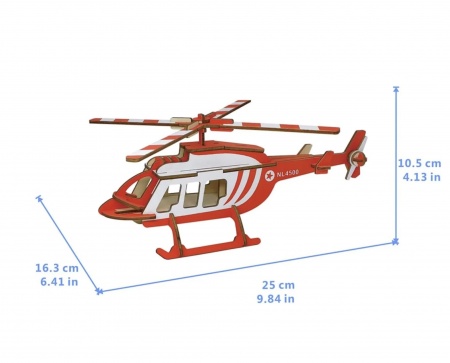 Macheta 3D din lemn Elicopter, 30 piese - 3 | YEO