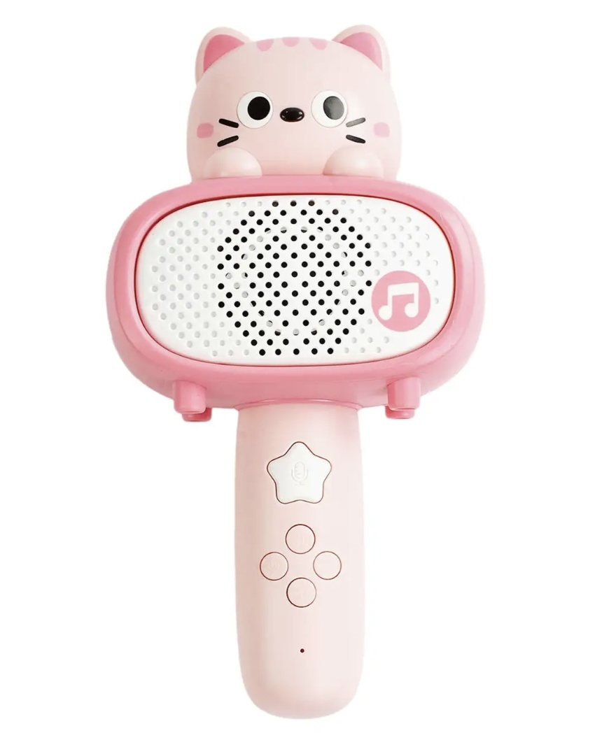 Microfon karaoke cu telecomanda, Bluetooth si incarcator cablu USB - Pisicuta roz - 2 | YEO