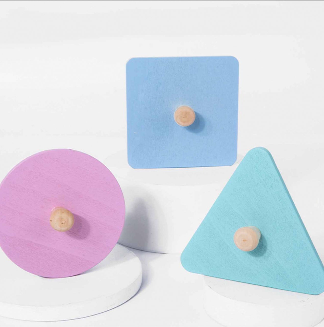 Puzzle incastru magnetic de mari dimensiuni, cu 3 Forme geometrice pastel - 2 | YEO