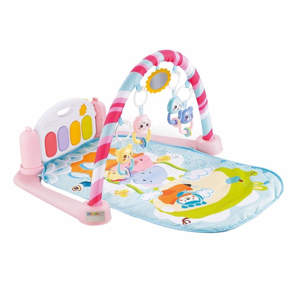 Saltea interactiva pentru gimnastica bebelusilor cu pian, roz - Krista®