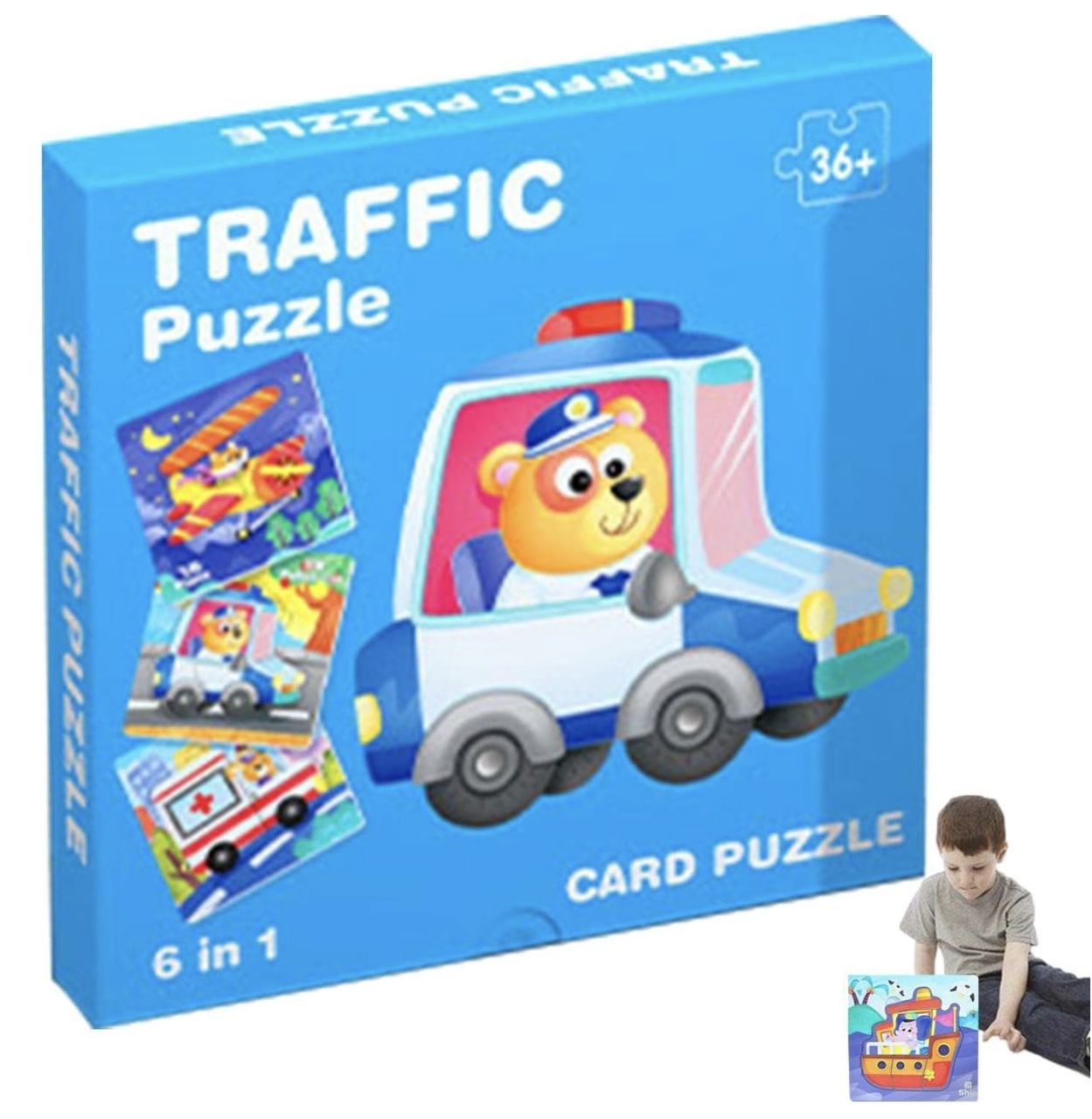 Set 6 Puzzle incastru cu cate 4 piese, Masini - 2 | YEO