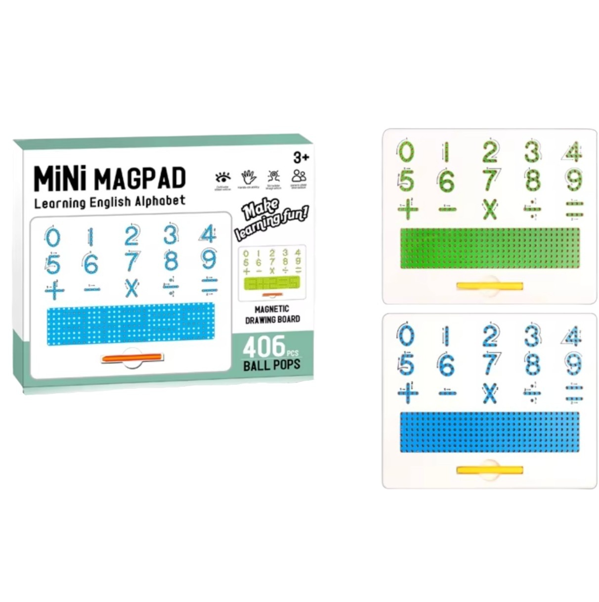 Tabla magnetica educativa cu pix si 406 bile – invatare cifre si operatii matematice