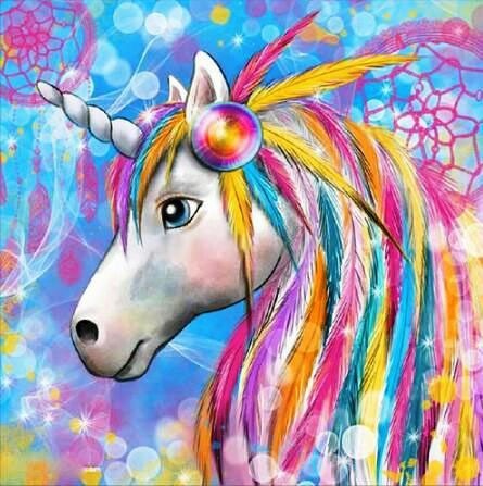 Tablou cu rama de lemn 014, Fairy Unicorn, Pictura cu Diamante, Goblen cu pietre 5D, 40 x 50 cm