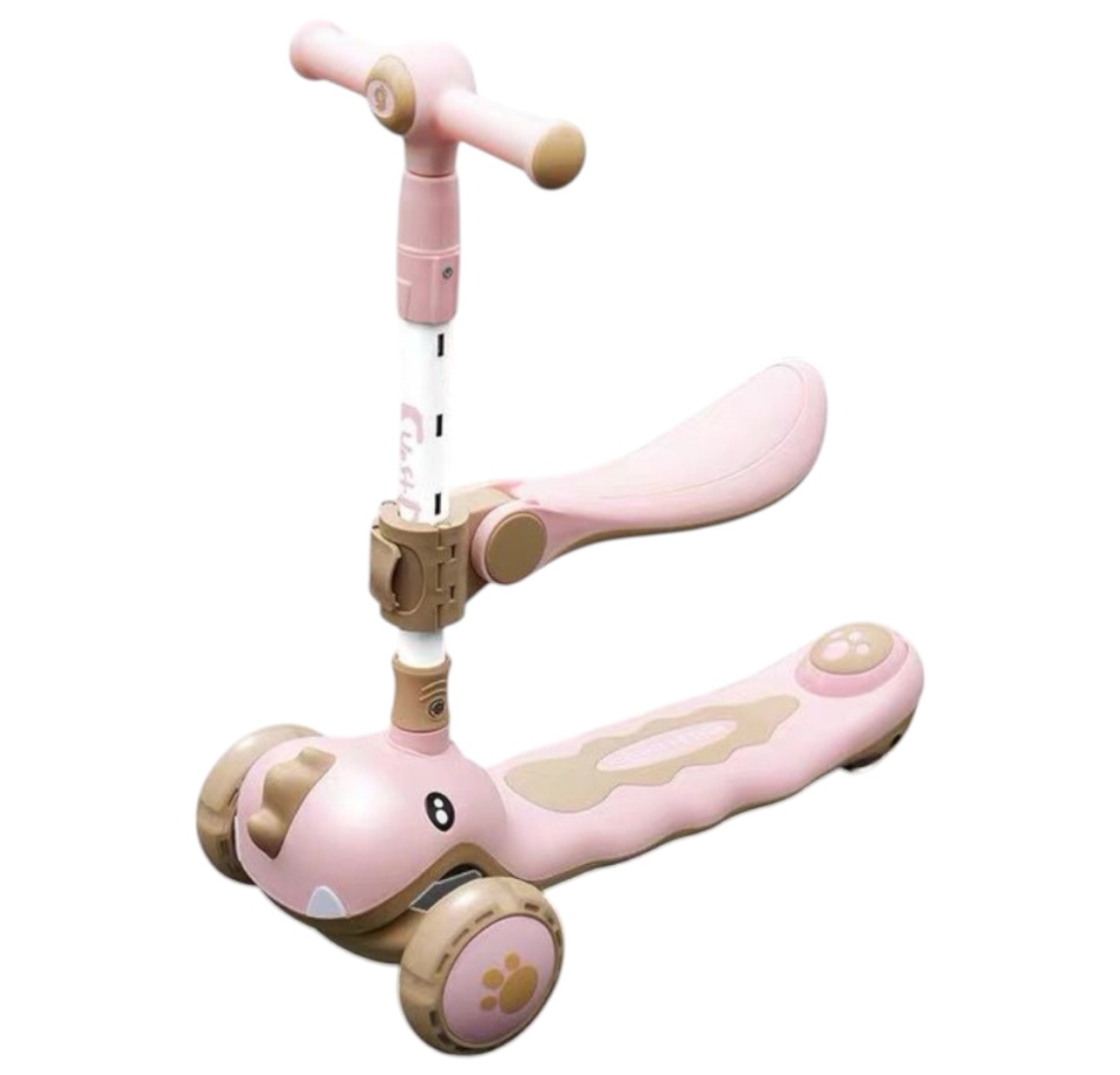 Trotineta 6 in 1, TR36 Dinozaurul Roz, cu maner de impins si bare de protectie 2-12 ani - 1 | YEO