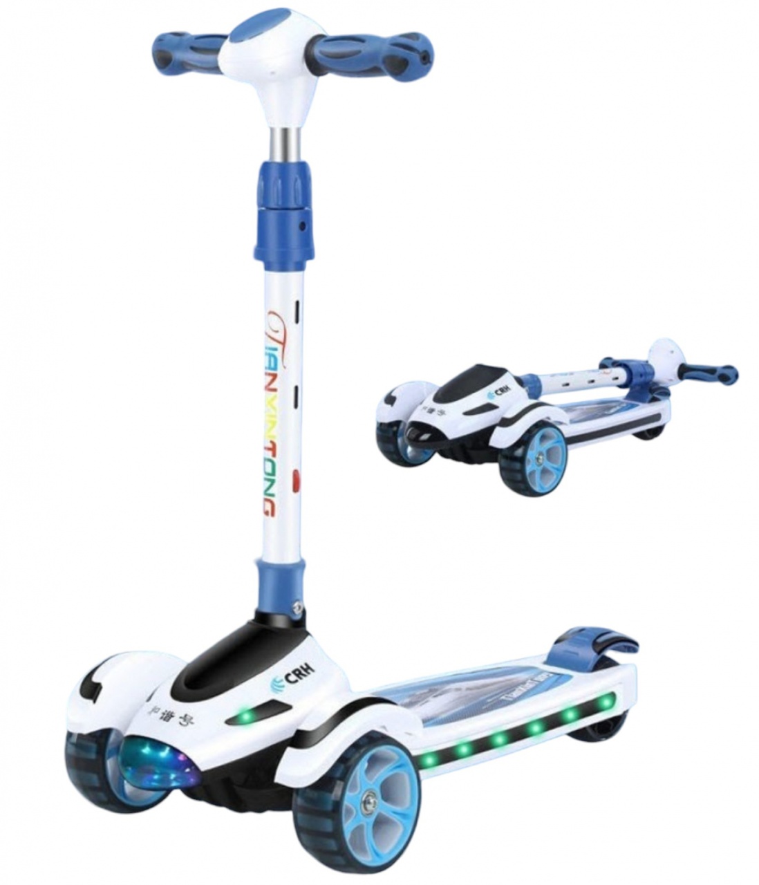 Trotineta Scooter Premium pentru Copii 698 cu Design Avion, alb - albastru - 2 | YEO