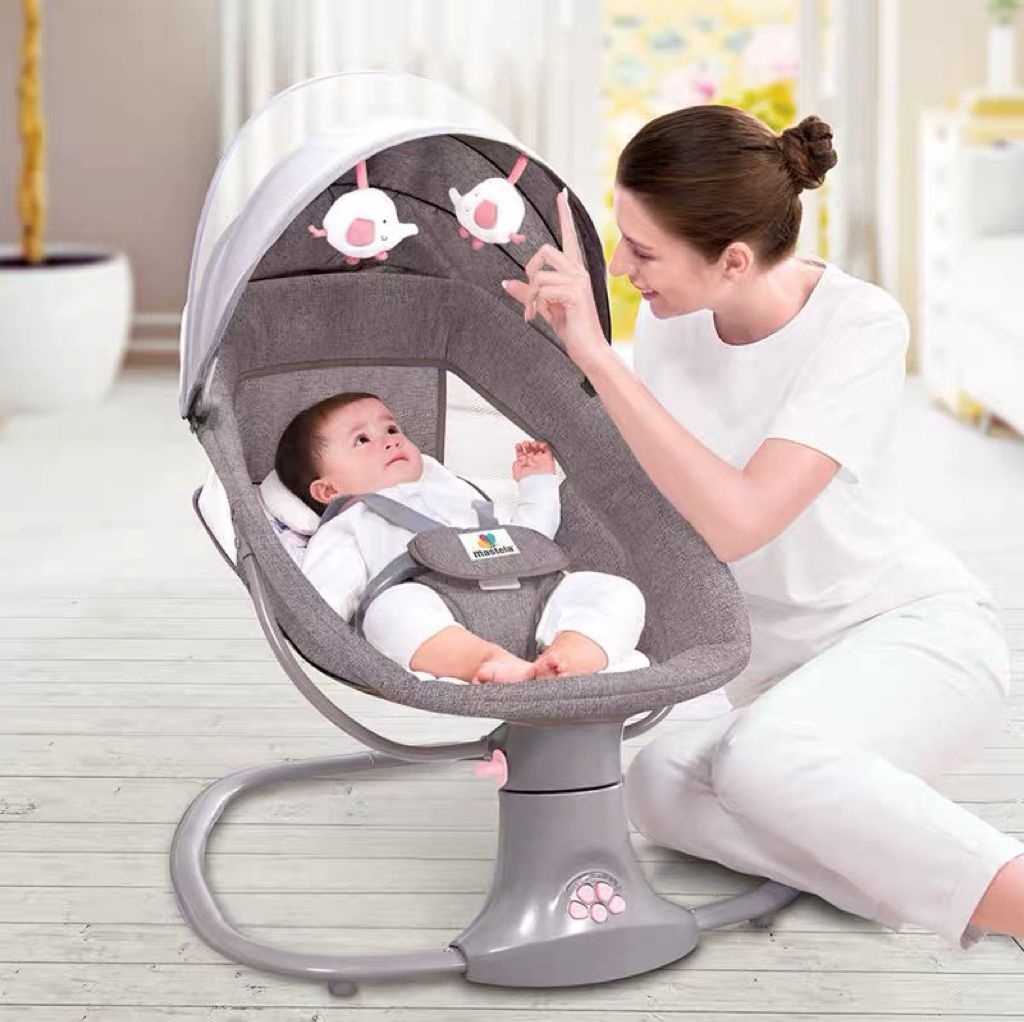 Balansoar electric 3 in 1, cu bluetooth, telecomanda, Mastela, roz - 1 | YEO