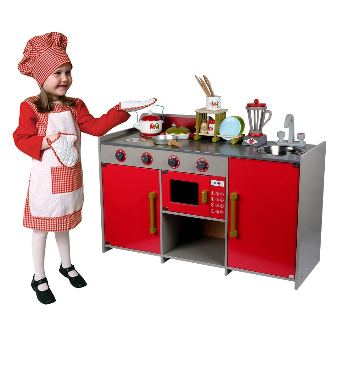 Bucatarie completa din lemn, Red European Kitchen - 1 | YEO