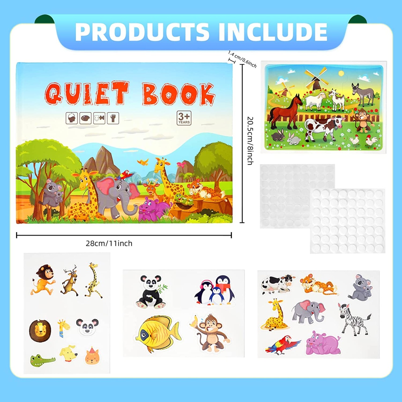 Carte cu activitati educative, Quiet Book Animalele salbatice - 2 | YEO