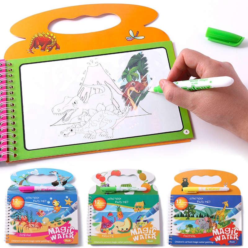Carte de colorat cu apa Magic Water Book Dinozauri - 1 | YEO