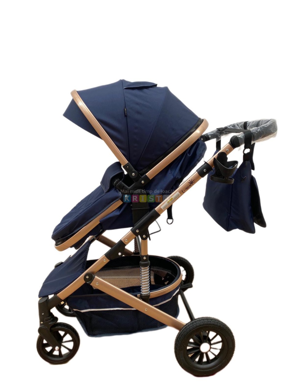 Carucior 2 in 1, reversibil, cu suspensii, T7 albastru - L-Sun - 3 | YEO