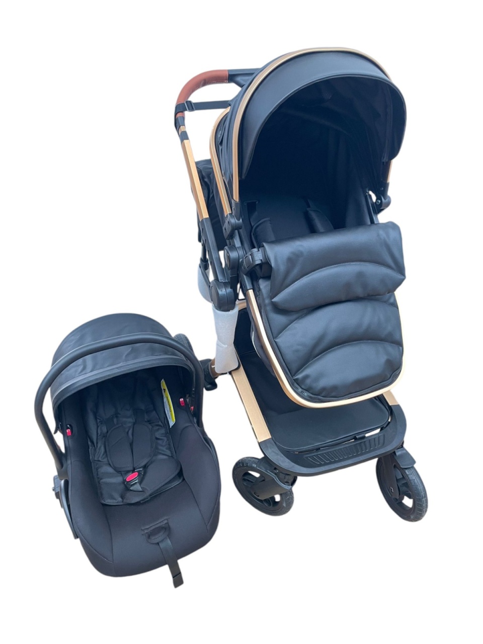 Carucior 3 in 1cu maner reversibil, transformabil landou-sport si scoica, 517 Negru - 3 | YEO