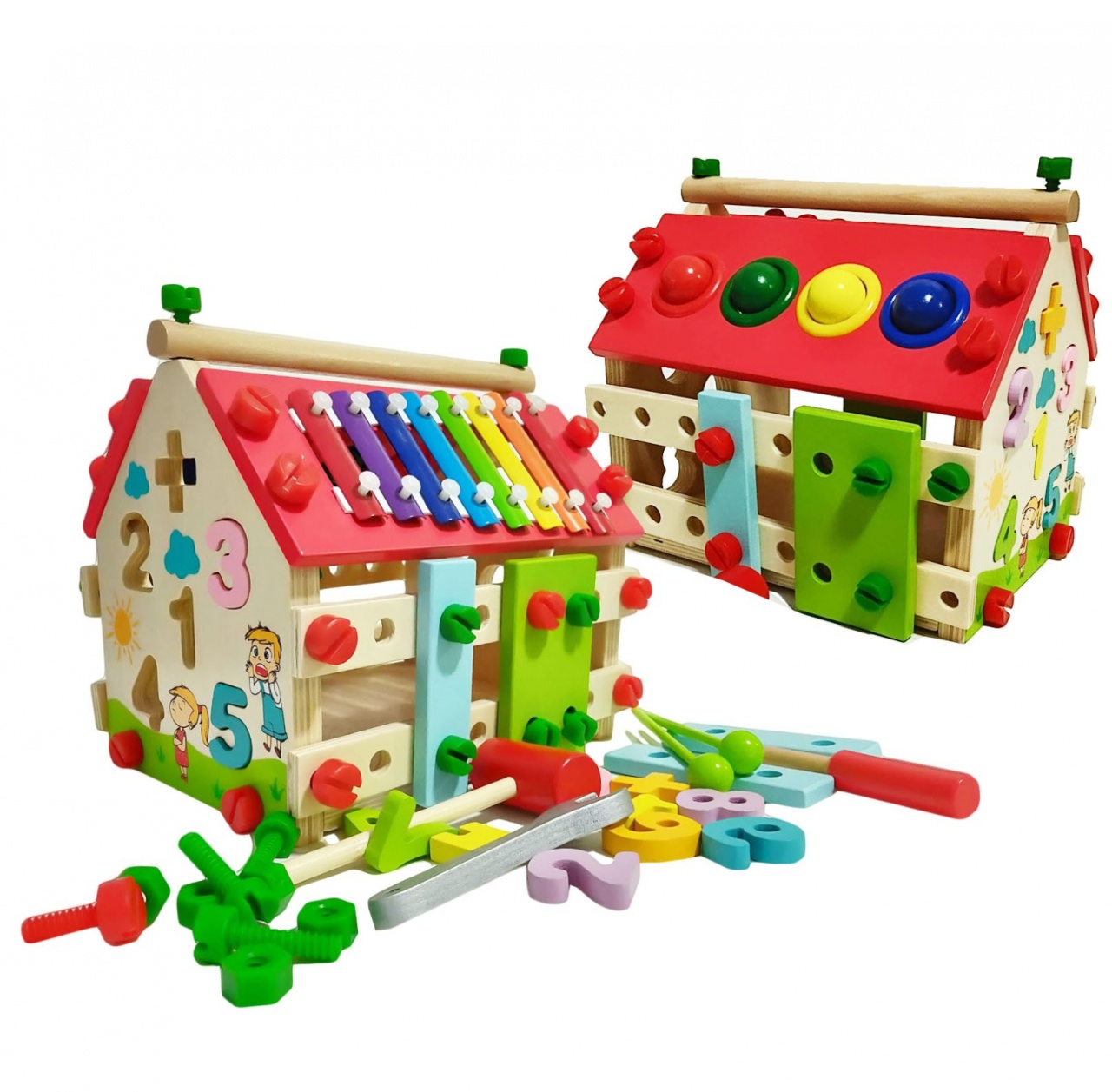 Casuta Multifunctionala Din Lemn 6 in 1 Color - 2 | YEO