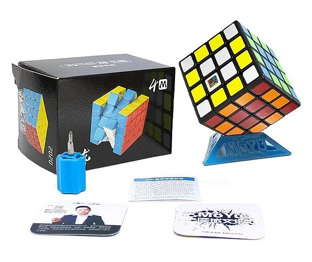 Cub mecanic 4x4x4, 3M Moyu Magnetic Black Line, cu arc, de viteza Speedcube - 1 | YEO