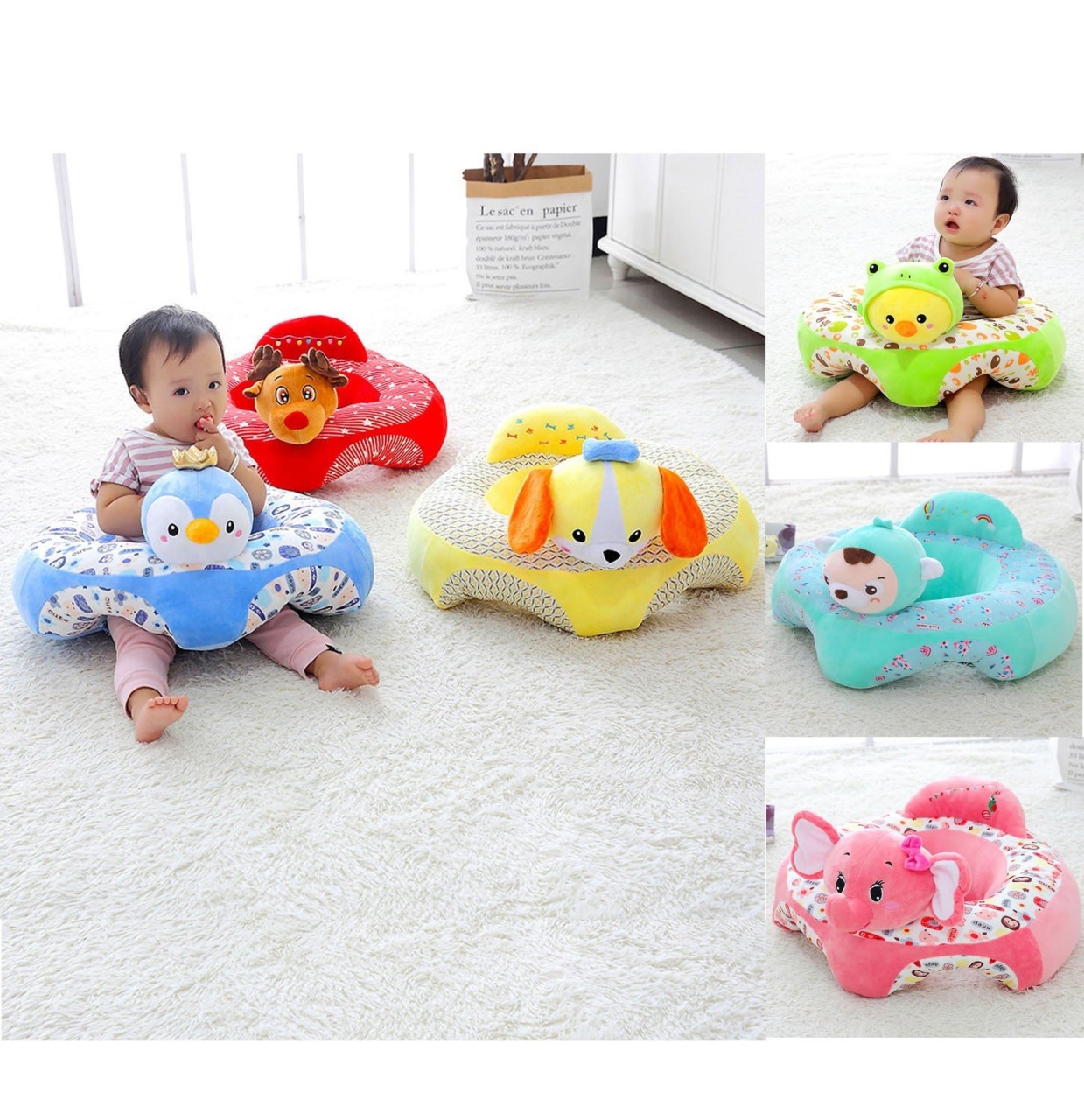 Fotoliu Baby Smile Animalute Invat Sa Stau In Fundulet 45 cm, Oita vernil - 2 | YEO