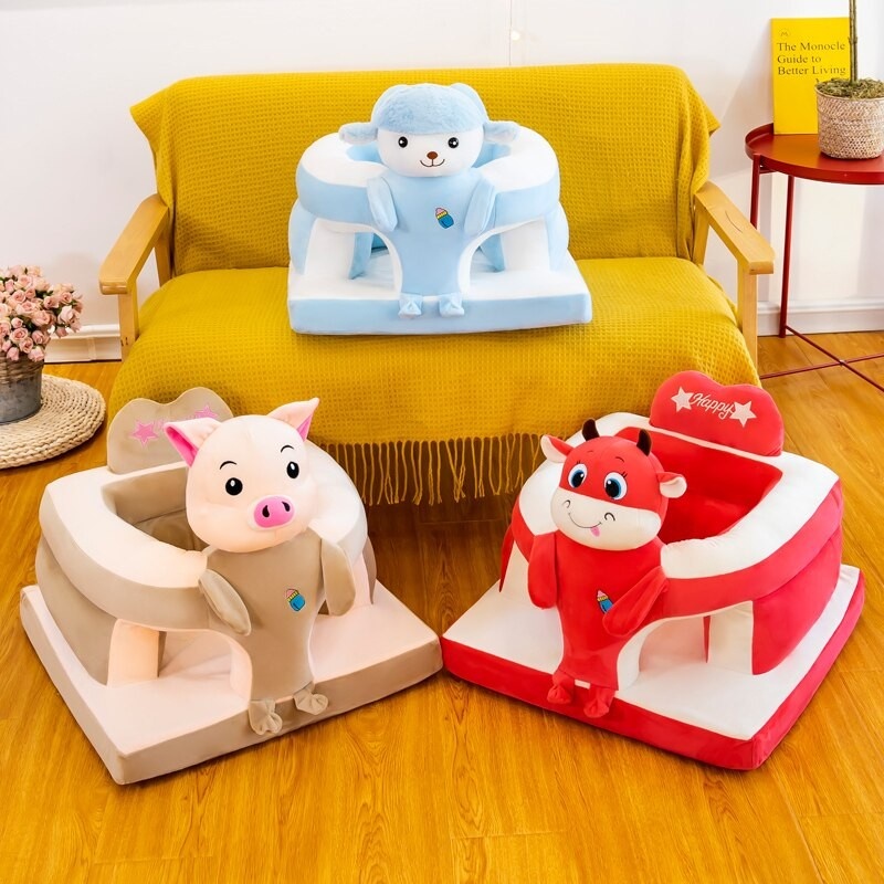 Fotoliu de sustinere bebe, din plus, cu placa de burete - Purcelus crem - 2 | YEO