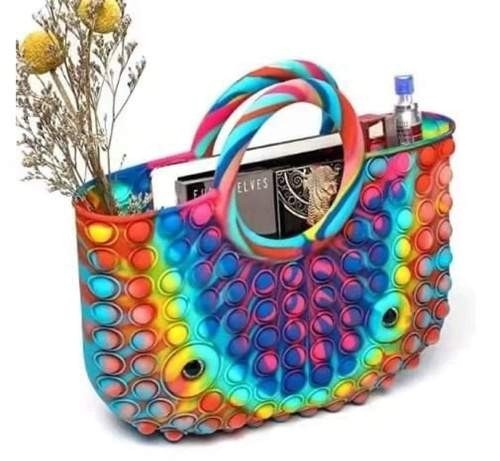 Geanta tip poseta Big Rainbow Pop it, Fidget Toy