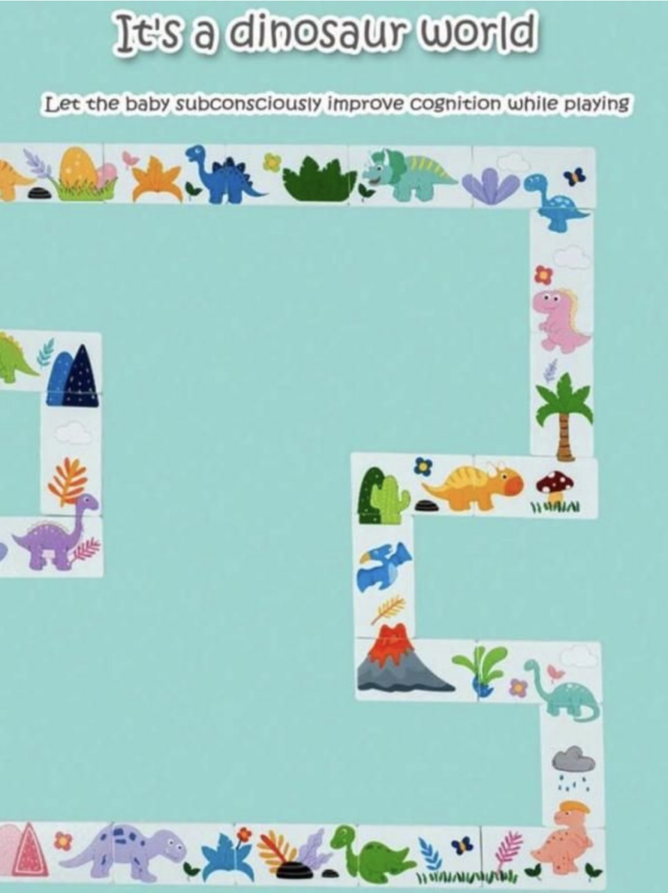 Joc Domino 28 piese cu Dinozauri, din lemn - 3 | YEO