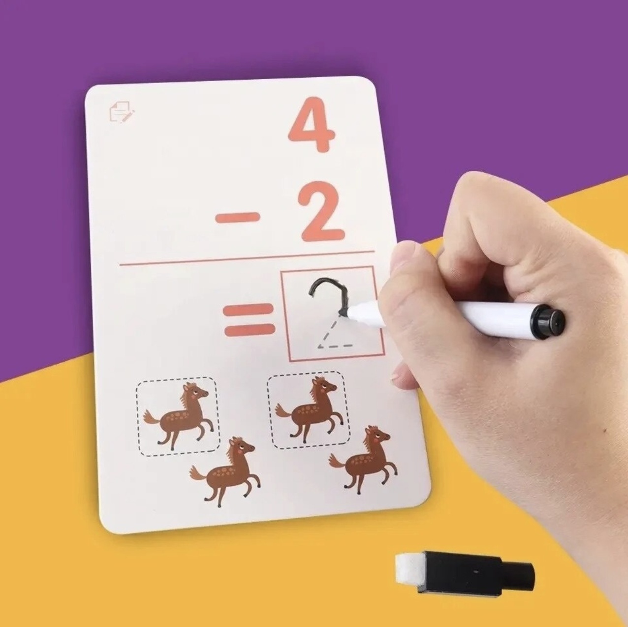 Joc educativ exersare calcule, cu 30 de planse reutilizabile, 4 ani+ - 2 | YEO