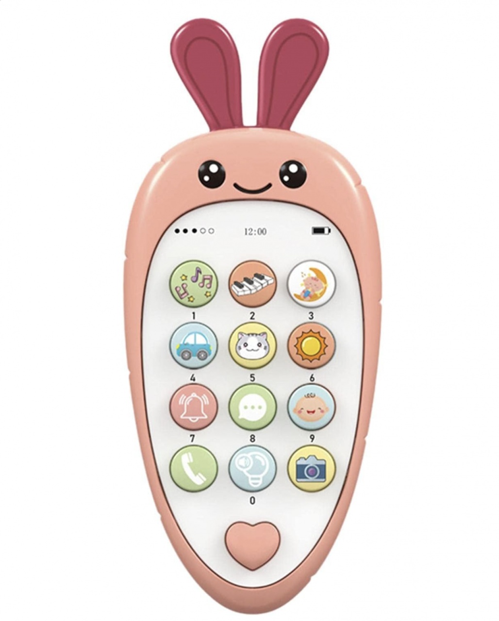 Jucarie 2 in 1 telefon cu jucarie de dentitie, iepurasul roz