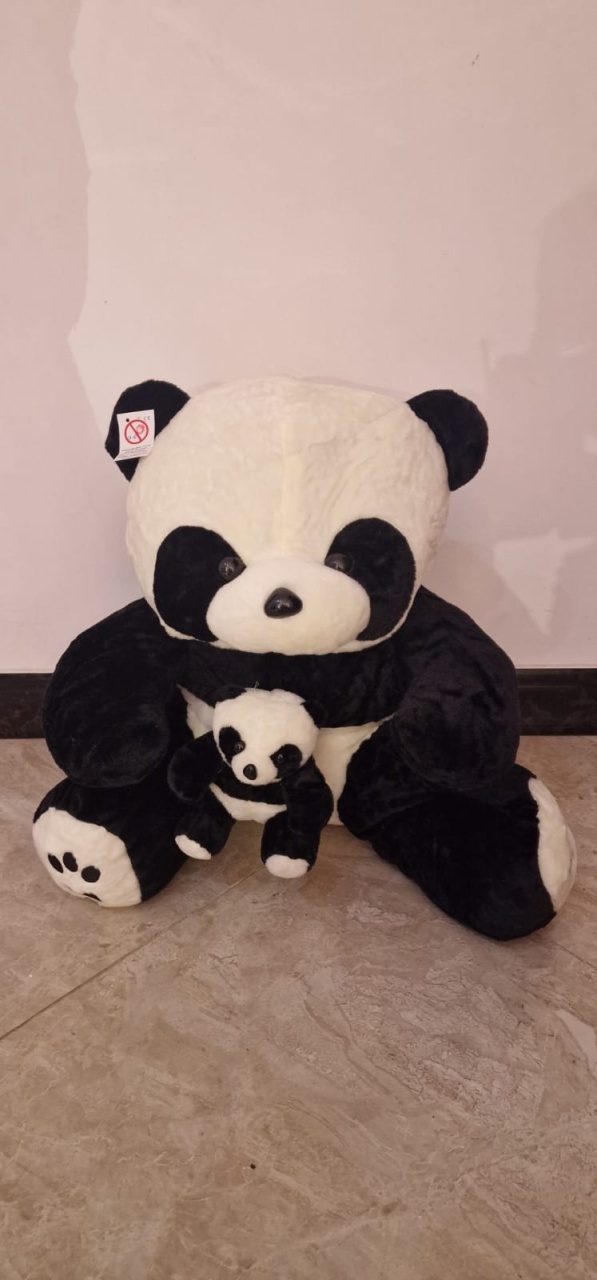 Jucarie din plus Mama Urs panda cu pui 35 cm - 1 | YEO