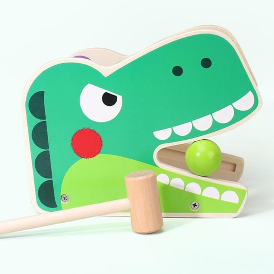 Jucarie Montessori Dinozaurul cu Xilofon si pista cu bile si ciocan, din lemn - 2 | YEO