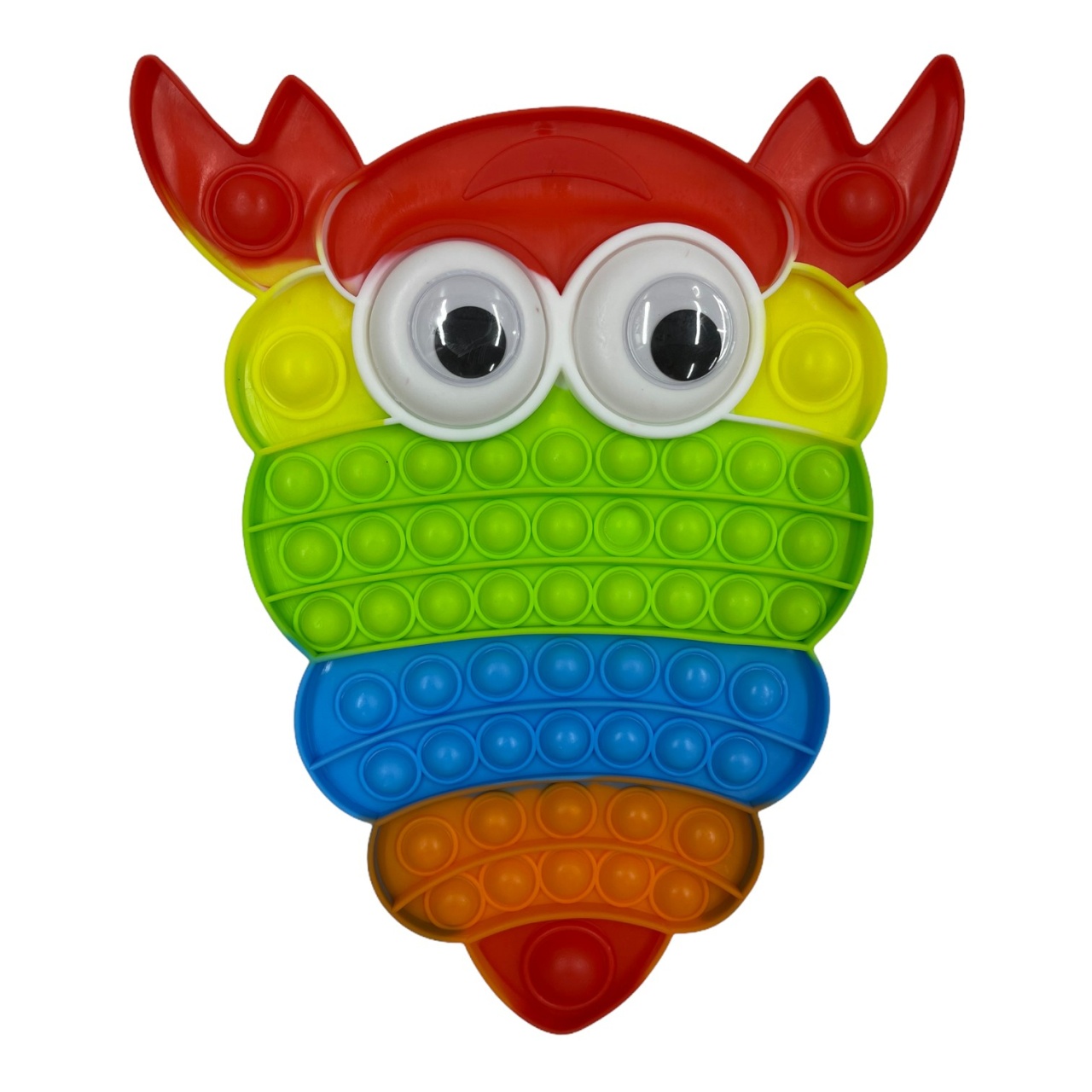 Jucarie POP IT!, GIGANT antistres, din silicon, RAC cu ochi Rainbow, 33 cm