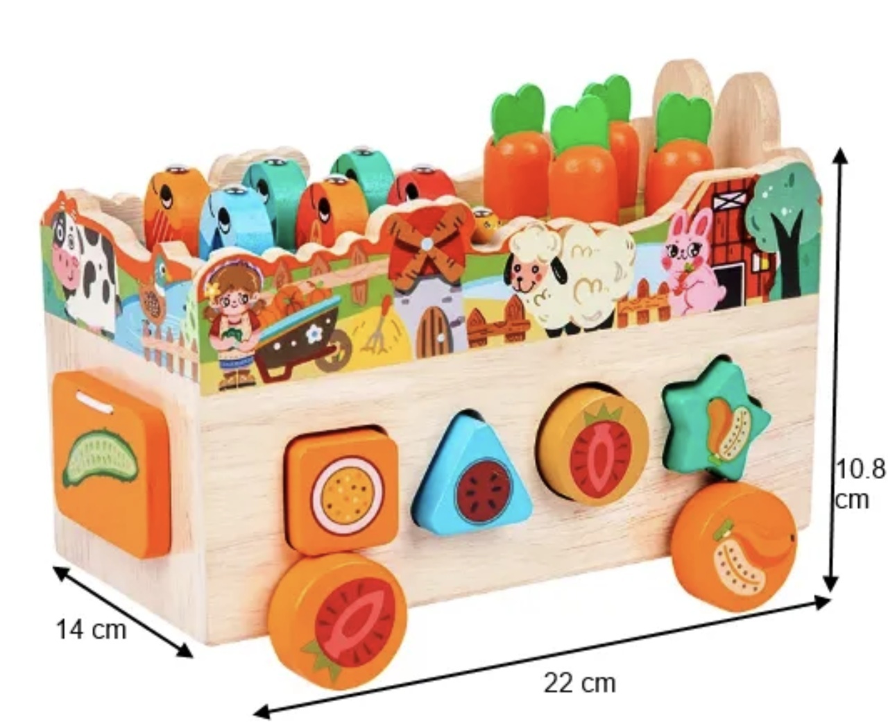 Masinuta cu activitati educative Montessori – Ferma, din lemn - 1 | YEO