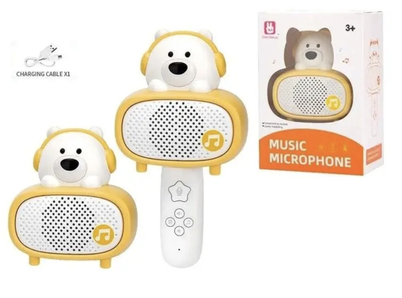 Microfon karaoke cu telecomanda, Bluetooth si incarcator cablu USB - Ursuletul alb - 1 | YEO