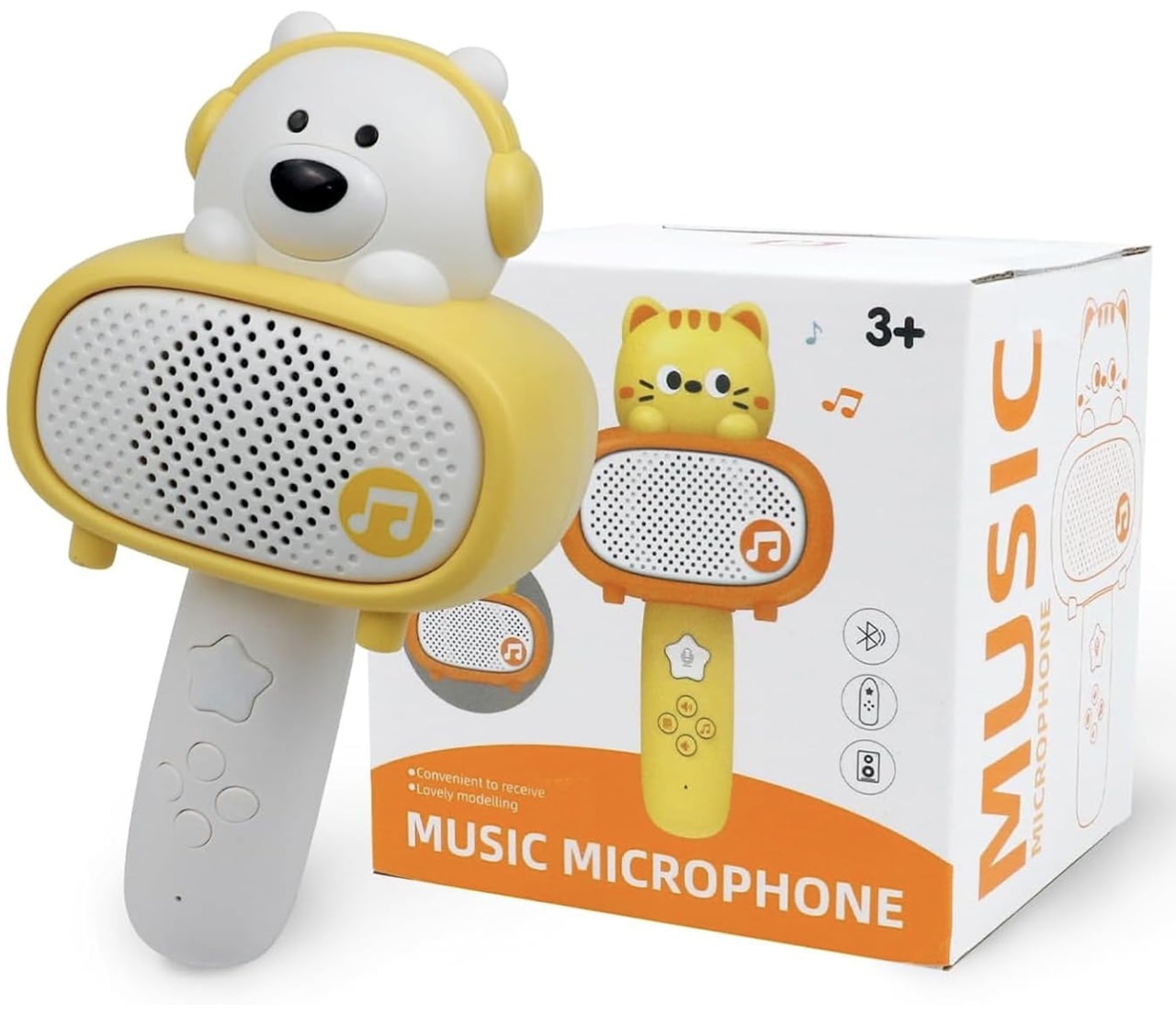 Microfon karaoke cu telecomanda, Bluetooth si incarcator cablu USB - Ursuletul alb - 3 | YEO