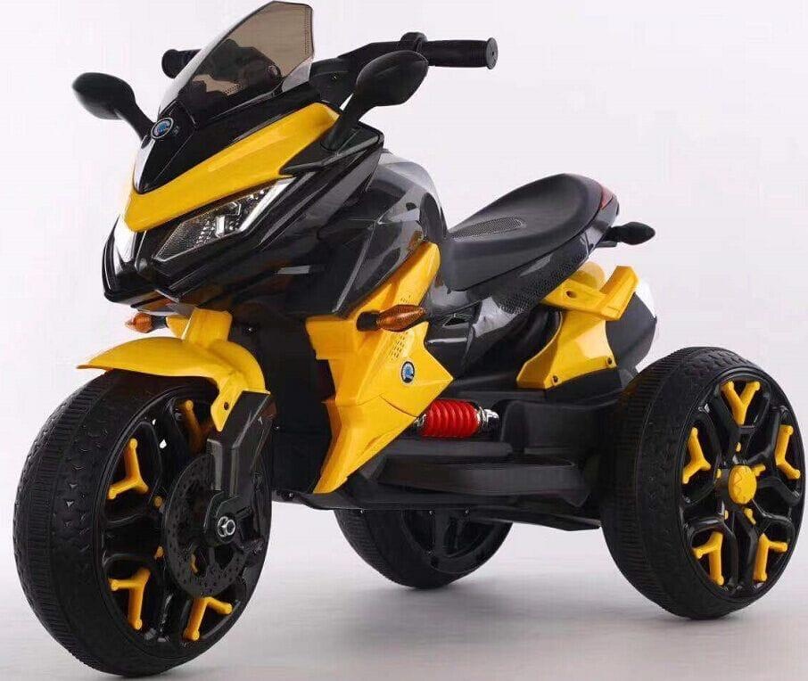 Motocicleta electrica pentru copii, doua motoare, acumulator 12V, cu muzica si lumini, 8008 galben - 3 | YEO