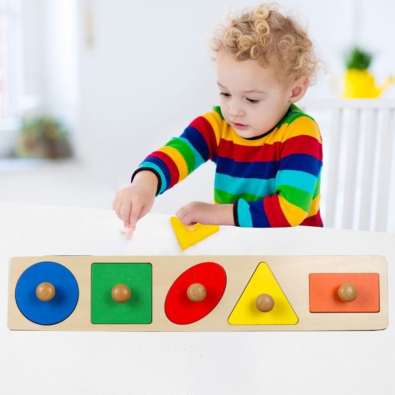 Puzzle Incastru de Mari Dimensiuni, cu 5 Forme Geometrice - 1 | YEO