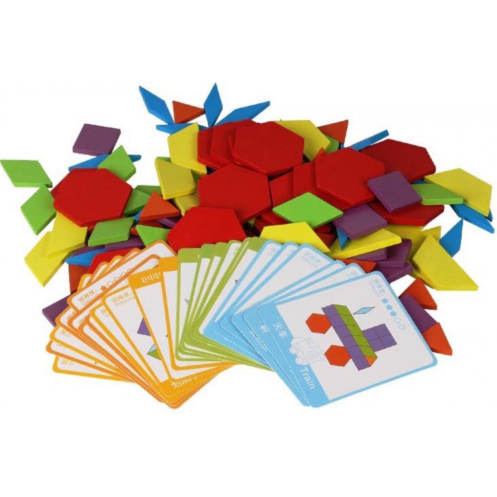 Puzzle Tangram 130 Piese din lemn - 2 | YEO