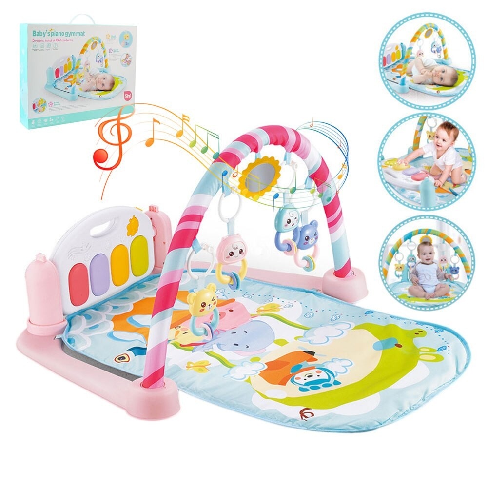 Saltea interactiva pentru gimnastica bebelusilor cu pian, roz - Krista® - 2 | YEO