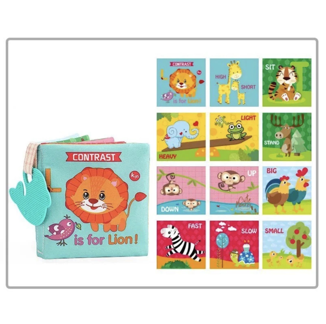 Set 6 carti senzoriale bebe, cu jucarii de dentitie - 2 | YEO