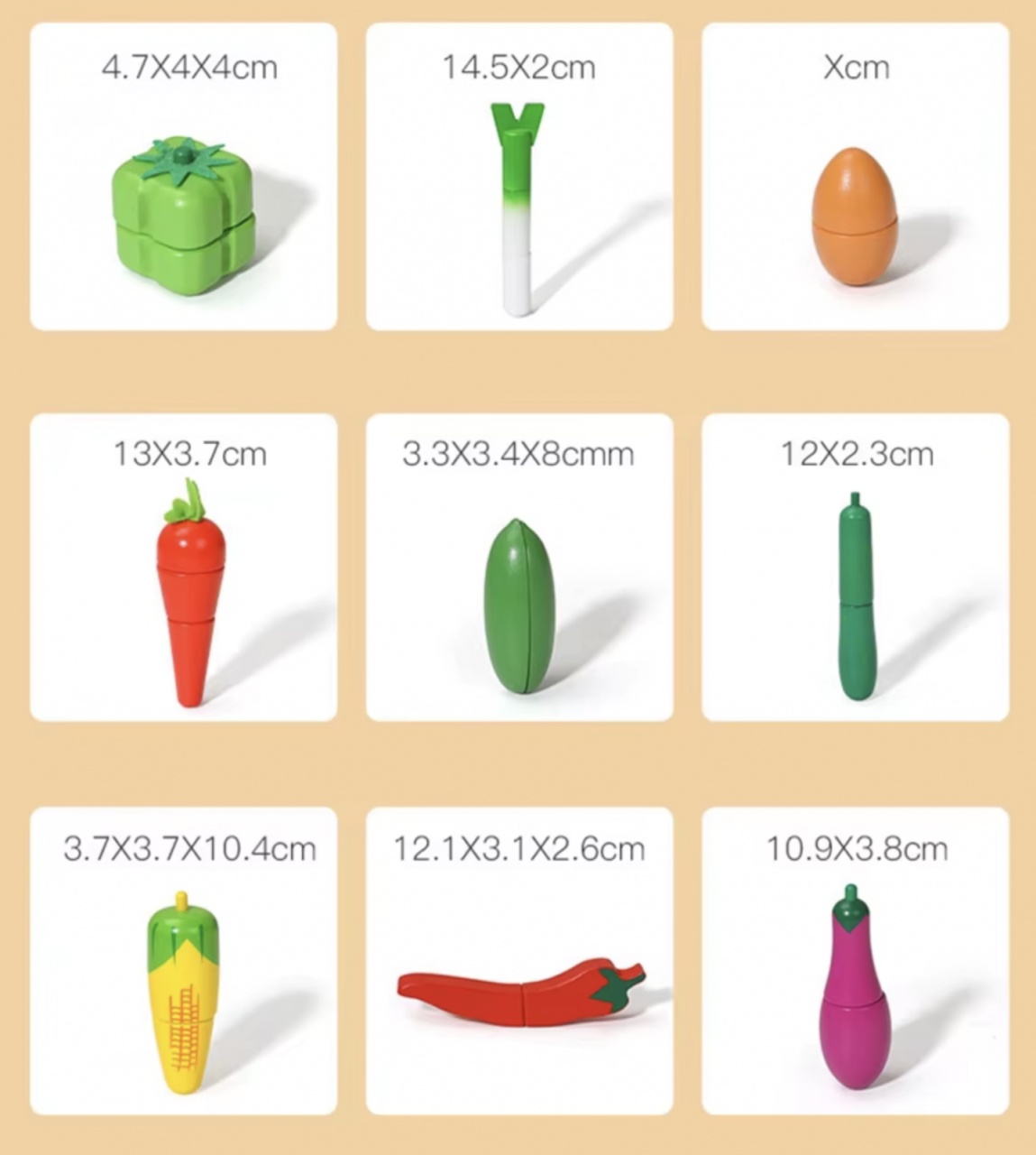 Set Cutie de tip Cos cu Tocator și Legume, cu stickere, din Lemn - 1 | YEO