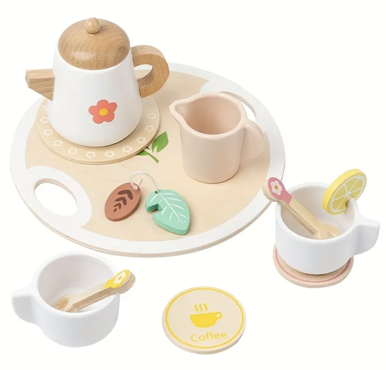 Set de ceai Montessori, din lemn, natur