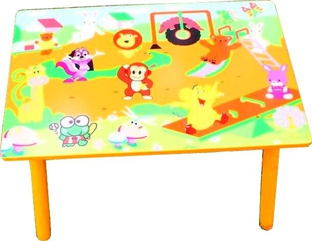 Set masuta cu doua scaune pentru copii, din MDF, portocaliu, 59x39x40 cm - 2 | YEO