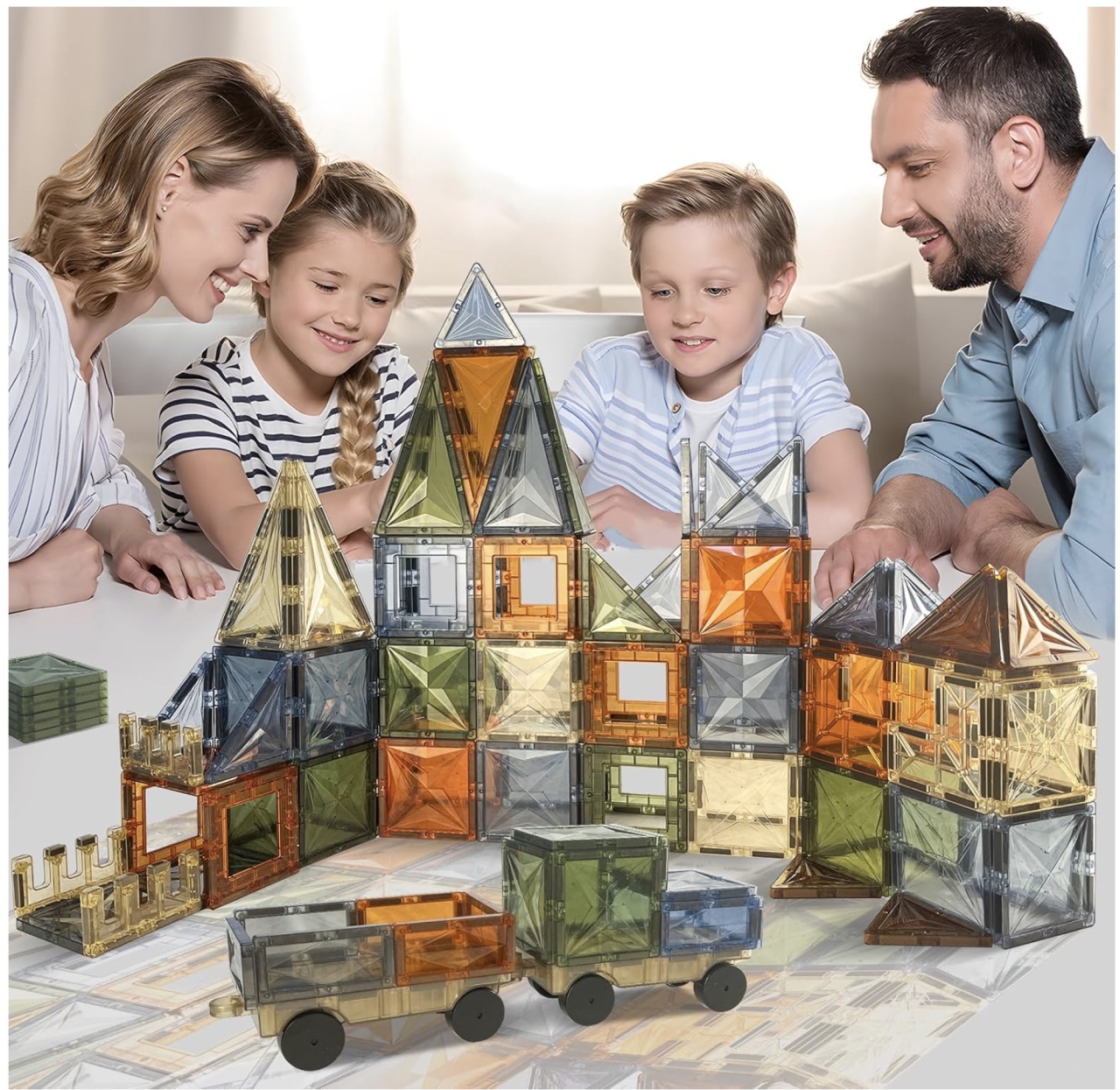 Set STEM 50 Piese Magnetice Transparente de Construit – Magnetic Tiles - 1 | YEO